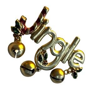 Vintage Jingle bells brooch festive Christmas holiday novelty pin with jingles